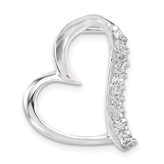 Sterling Silver CZ Heart Slide Pendant