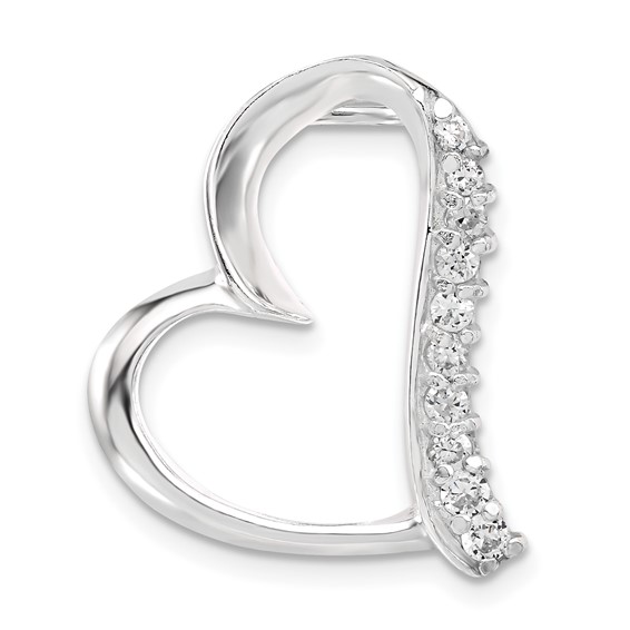 Sterling Silver CZ Heart Slide Pendant