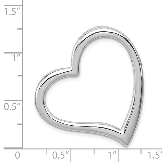 Sterling Silver Rhodium-plated Polished Open Heart Slide