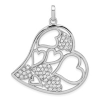 Sterling Silver CZ Heart Pendant view 1