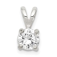 Sterling Silver 7mm Round CZ Pendant view 1