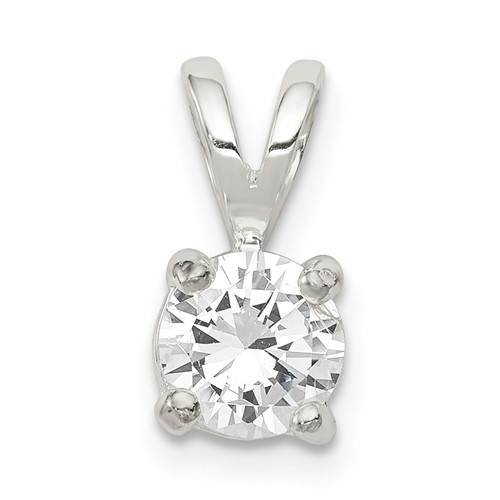 Sterling Silver 7mm Round CZ Pendant