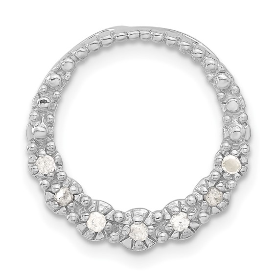 Sterling Silver CZ Circle Chain Slide Pendant