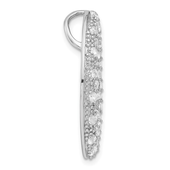 Sterling Silver CZ Oval Chain Slide Pendant