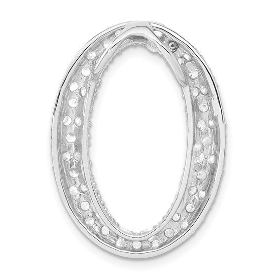 Sterling Silver CZ Oval Chain Slide Pendant