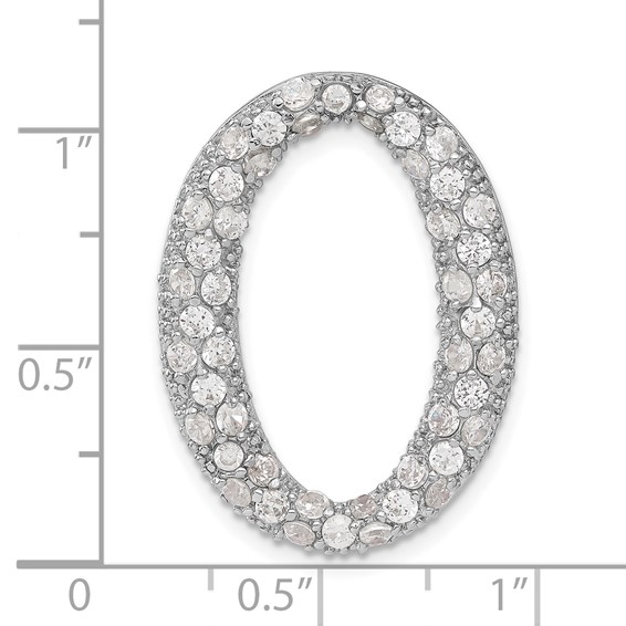Sterling Silver CZ Oval Chain Slide Pendant