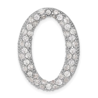 Sterling Silver CZ Oval Chain Slide Pendant