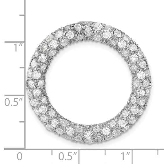 Sterling Silver CZ Circle Chain Slide Pendant