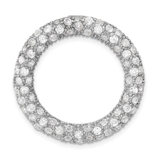 Sterling Silver CZ Circle Chain Slide Pendant