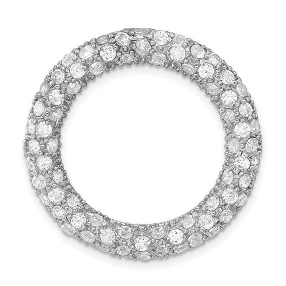 Sterling Silver CZ Circle Chain Slide Pendant