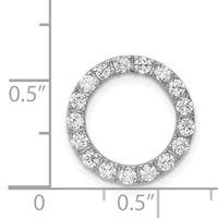 Sterling Silver Rhodium-plated 16mm CZ Circle Chain Slide Pendant view 3