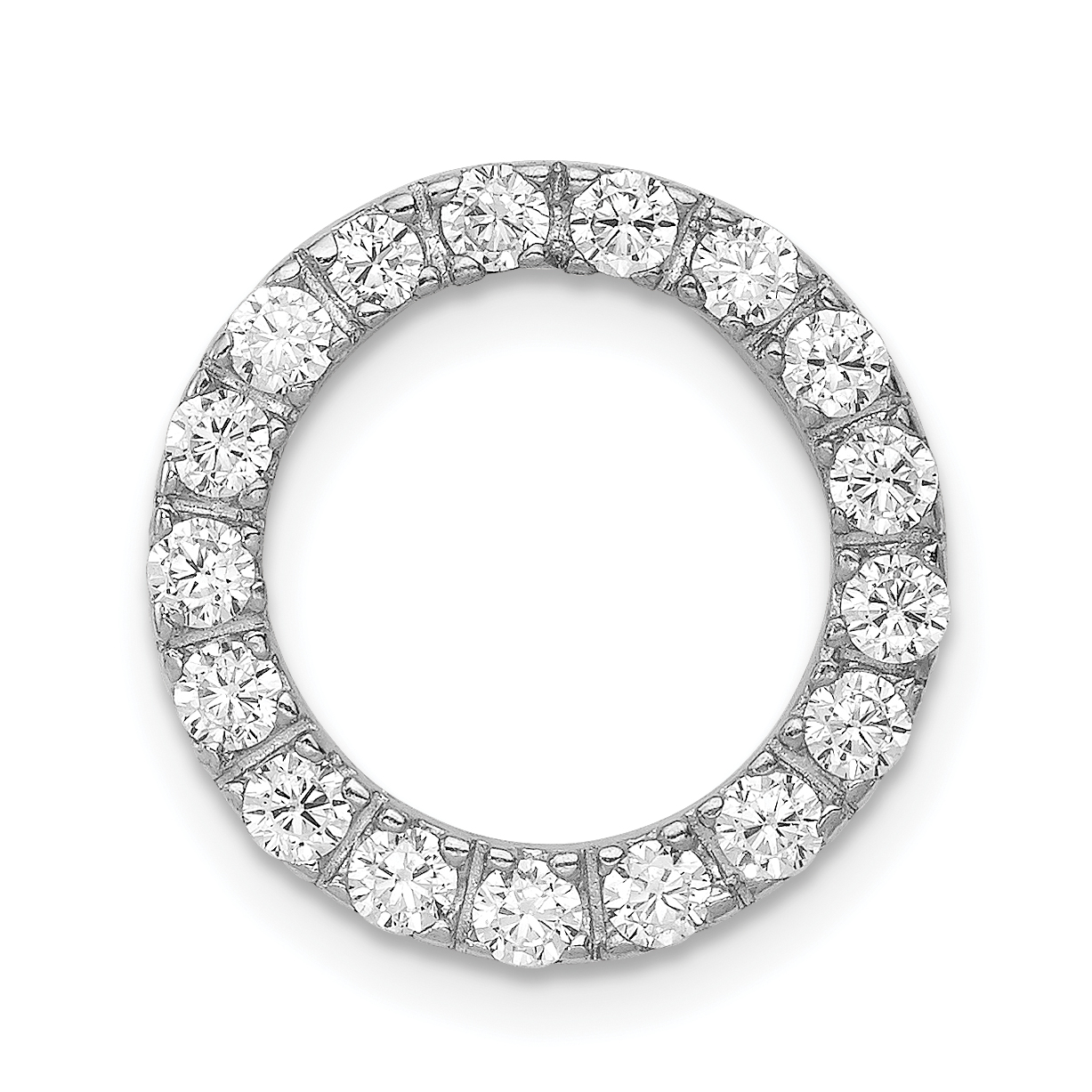 Sterling Silver Rhodium-platedCZ Chain Slide Pendant (QP1438)