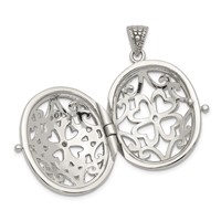 Sterling Silver Rhodium-plated CZ Fancy Vintage Filigree 22mm Oval Locket view 5
