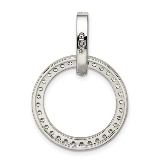 Sterling Silver Rhodium-plated CZ Circle Pendant