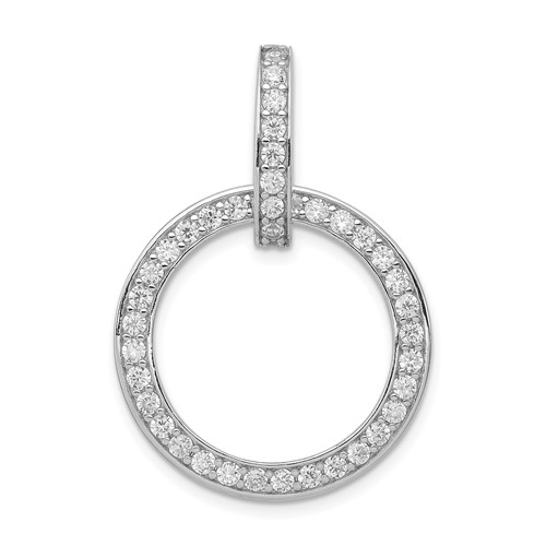 Sterling Silver Rhodium-plated CZ 24mm Circle -Fits Up to 8mm Cubetto- Pendant