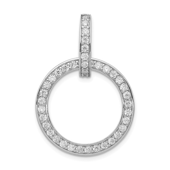 Sterling Silver Rhodium-plated CZ Circle Pendant