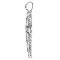 Sterling Silver Rhodium-plated CZ Cross Pendant view 2