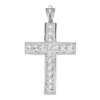 Sterling Silver Rhodium-plated CZ Cross Pendant view 4