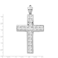 Sterling Silver Rhodium-plated CZ Cross Pendant view 3