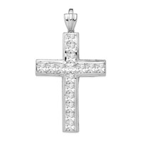 Sterling Silver Rhodium-plated CZ Cross Pendant view 1