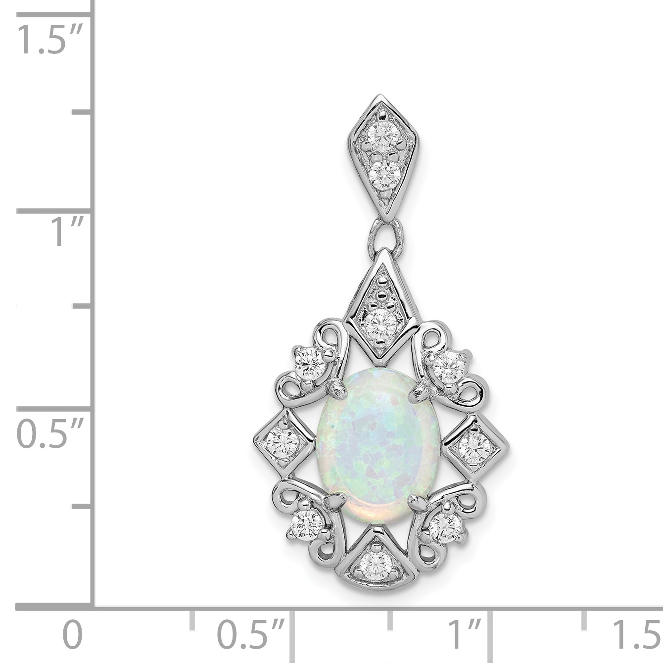 Silver Created Opal and CZ Pendant QP1494