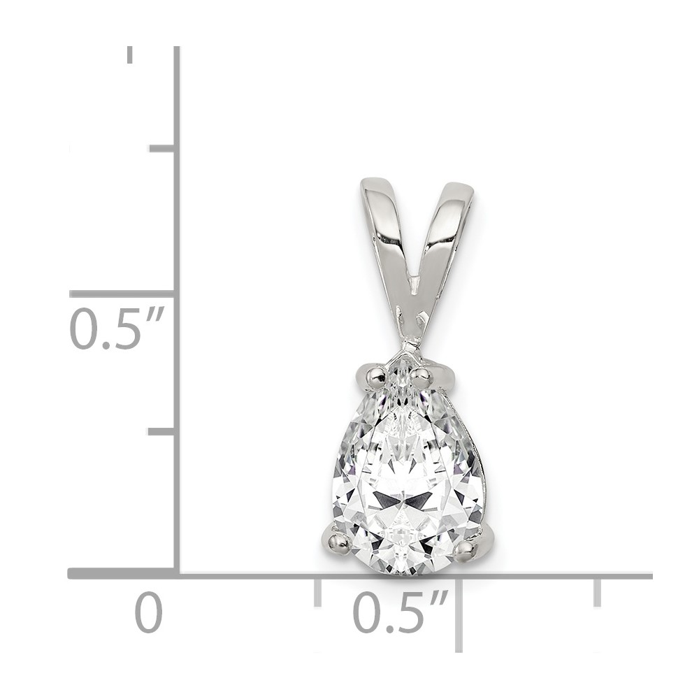 Sterling Silver Pear CZ Pendant (QP15)