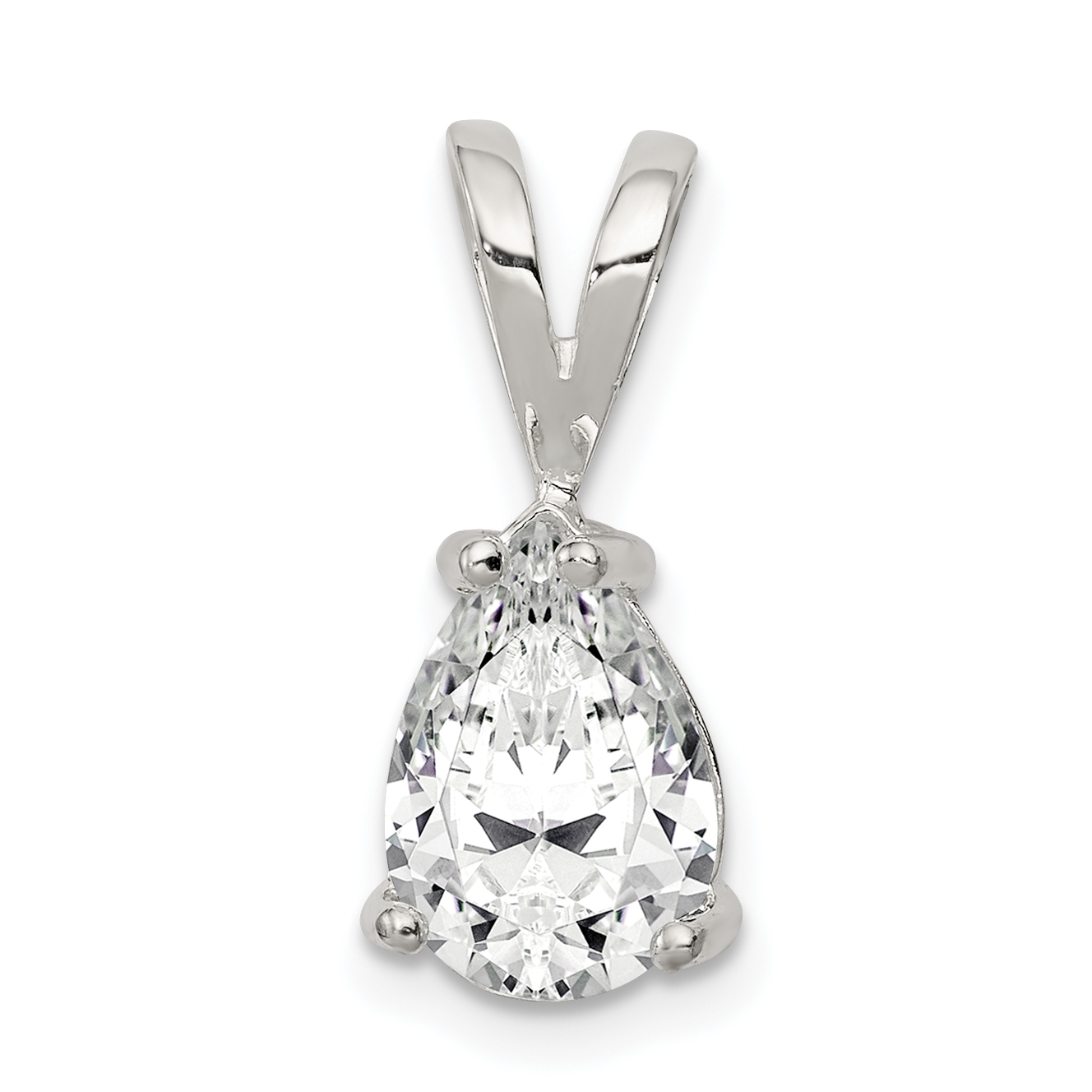 Sterling Silver Pear CZ Pendant (QP15)