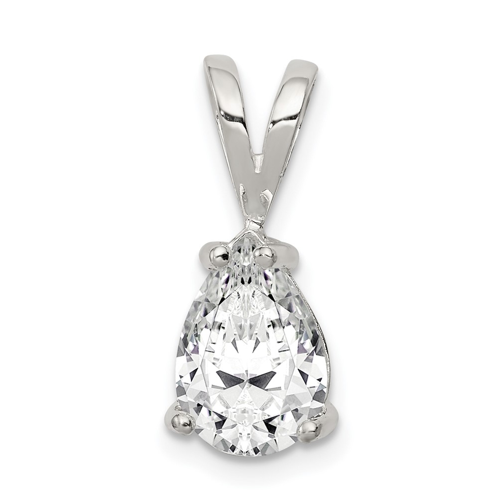 Sterling Silver 8x5mm Pear CZ Pendant