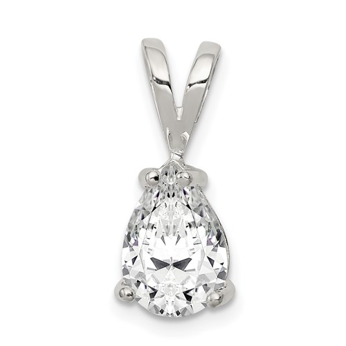 Sterling Silver 8x 5mm Pear CZ Pendant