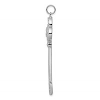 Sterling Silver Rhodium-plated and CZ Key Pendant view 2