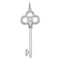 Sterling Silver Rhodium-plated and CZ Key Pendant view 4