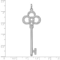 Sterling Silver Rhodium-plated and CZ Key Pendant view 3