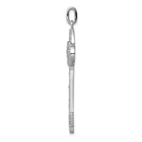 Sterling Silver Rhodium-plated and CZ Key Pendant view 2