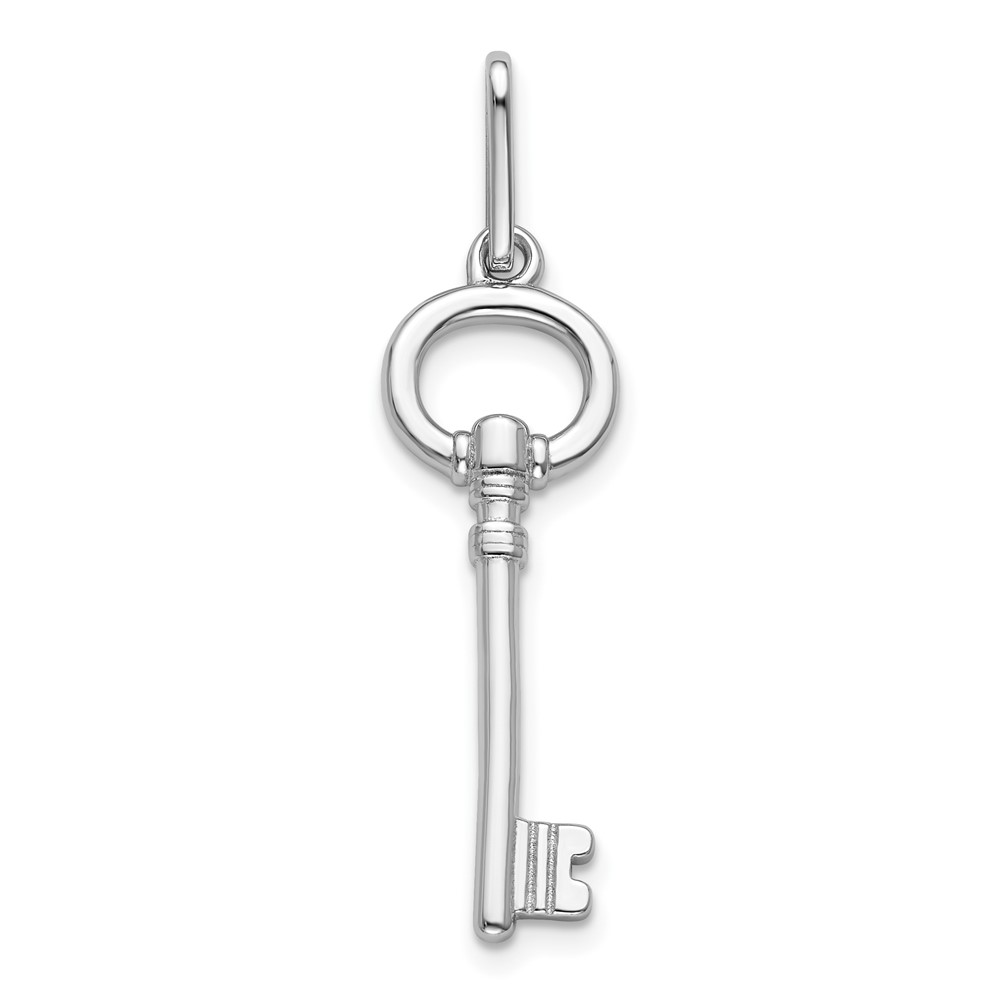 Sterling Silver Rhodium-plated Key Pendant