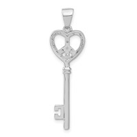 Sterling Silver CZ Peace Heart Key Pendant view 4