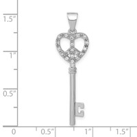 Sterling Silver CZ Peace Heart Key Pendant view 3