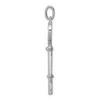 Sterling Silver Rhodium-plated CZ Heart Key Pendant view 2