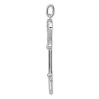 Sterling Silver Rhodium-plated CZ Heart Key Pendant view 2
