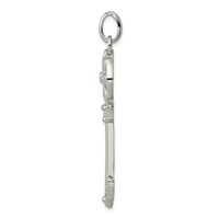 Sterling Silver Rhodium-plated CZ Key Pendant view 2