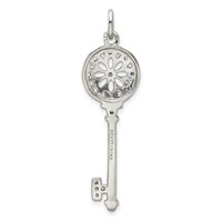 Sterling Silver Rhodium-plated CZ Key Pendant view 4