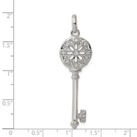 Sterling Silver Rhodium-plated CZ Key Pendant view 3