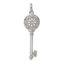 Sterling Silver Rhodium-plated CZ Key Pendant view 1