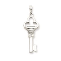 Sterling Silver CZ Key Pendant view 1