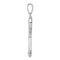 Sterling Silver Rhodium-plated CZ Heart Key Pendant view 2