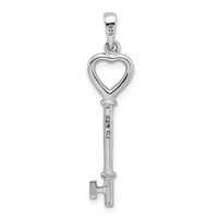 Sterling Silver Rhodium-plated Key Pendant view 4