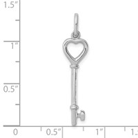 Sterling Silver Rhodium-plated Key Pendant view 3