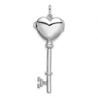 Sterling Silver Rhodium-plated Locket Key Pendant view 3