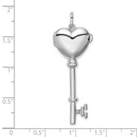 Sterling Silver Rhodium-plated Locket Key Pendant view 5