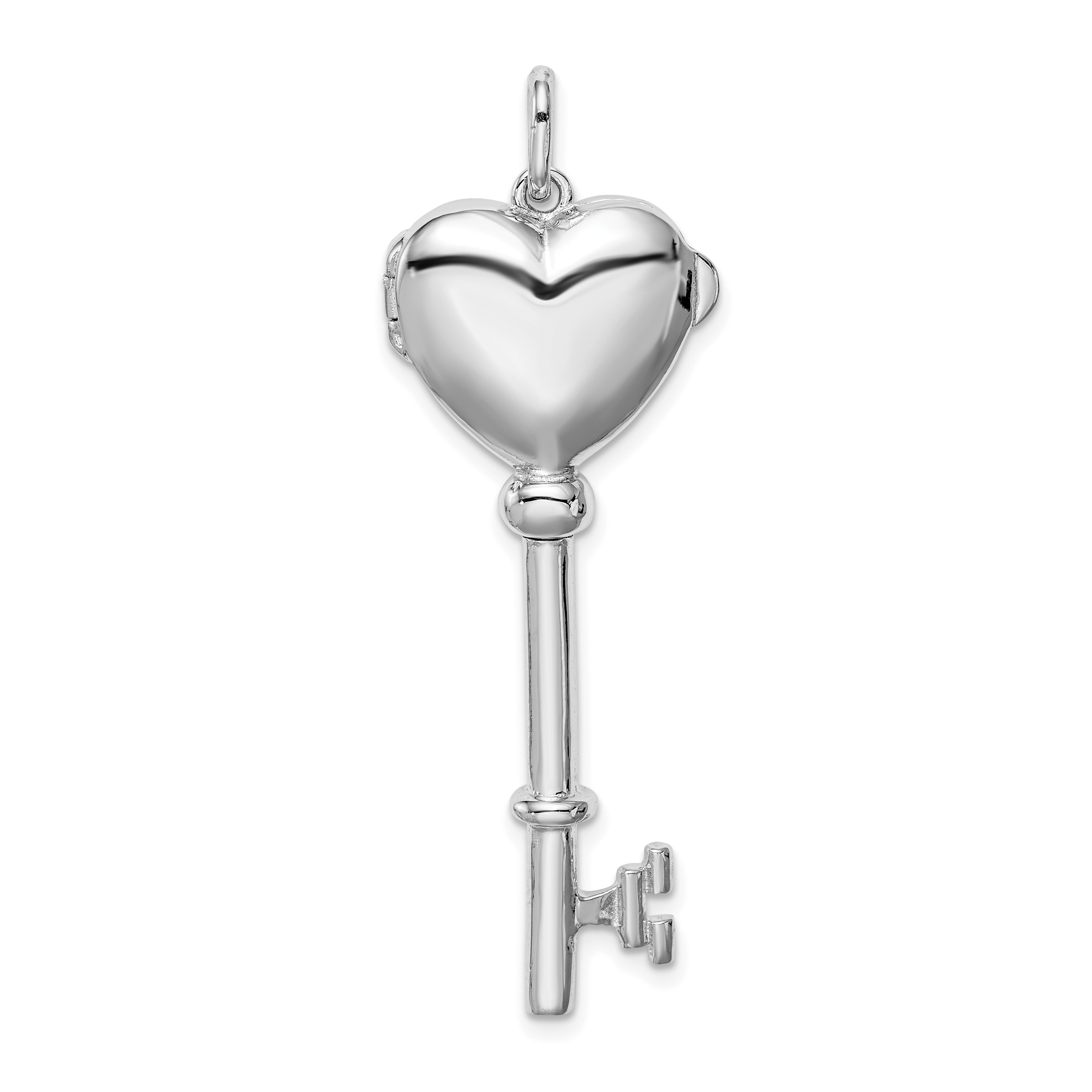 Sterling Silver Rhodium-plated Locket Key Pendant (QP1578)