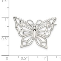 Sterling Silver Polished Butterfly Brooch Pin view 3